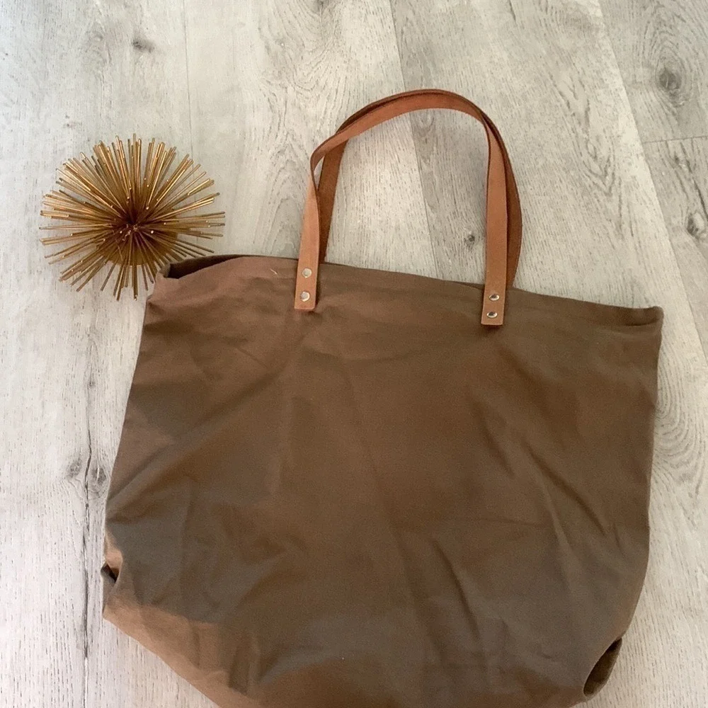 HEJ tote bag leather handles canvas bohemian shopping beach travel shoulder‎
